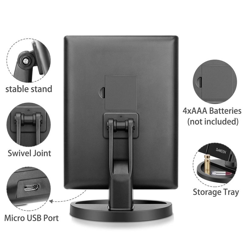 deweisn Tabletop Mount Trifold Lighted Vanity Mirror with 21 LED Lights, Touch Screen and 3X/2X/1X Magnification, Two Power Supply Mode Make up Mirror,Travel Mirror - Image 2